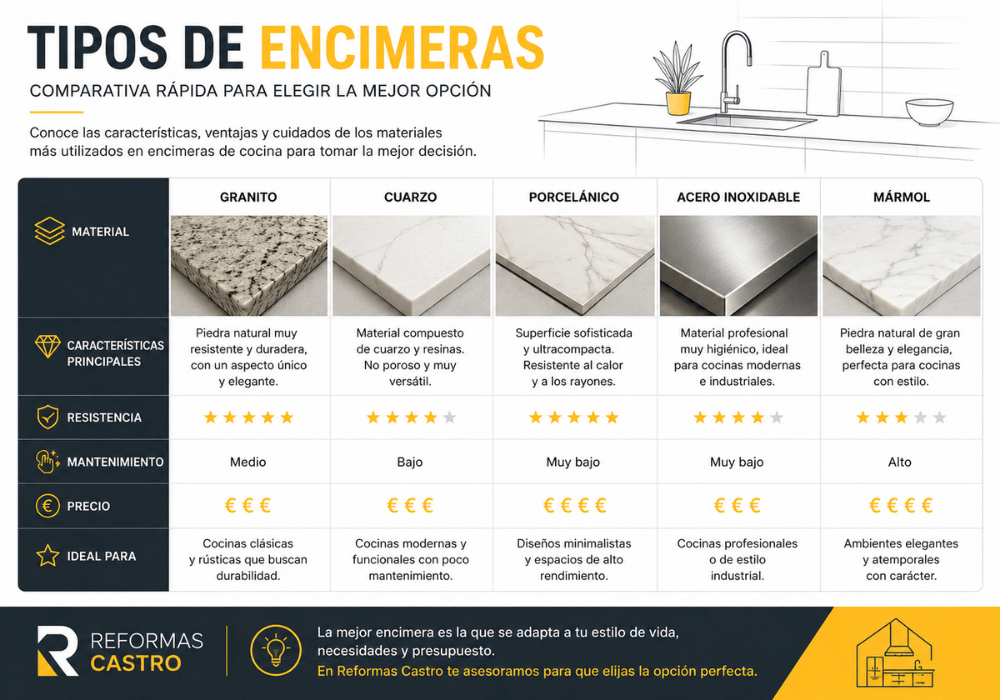 tipos de encimeras de cocina comparativa tipos de encimeras de cocina comparativa